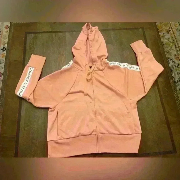 Nike Jacket Womens Small Pink Spell Out Swoosh Sweater Pullover Hooded Casual - Picture 2 of 7